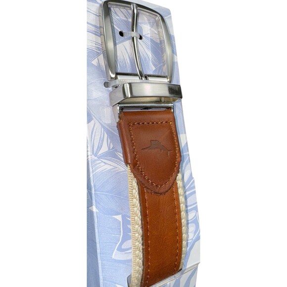 Tommy Bahama Mens Reversible Fabric Belt With Leather Overlay Size XL 40-42 - Picture 5 of 8